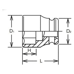 1 Sq. Dr. Socket 1.3/8 6 point Length 62mm - Ko-ken USA