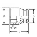 1 Sq. Dr. Socket  18mm 6 point Length 57mm