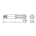 7/16 Hex Dr. Adaptor  1/2 Square Length 75mm Pin type