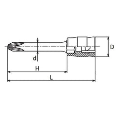 1/4 Sq. Dr. Bit Socket PH2 Length 28mm Z-series - Ko-ken USA