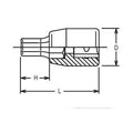 1/4 Sq. Dr. Bit Socket 3/16 Hex Length 100mm