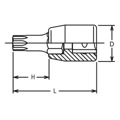 1/4 Sq. Dr. Tamper-Resistant TORX® T25H Bit Socket - Length 28mm