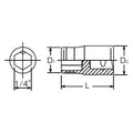 1/4 Sq. Dr. Adaptor  1/4 For 1/4H Bit Length 22.5mm