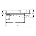 1/4 Sq. Dr. Socket  10mm 6 point Length 50mm