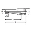 1/4 Sq. Dr. Socket  8mm 6 point Length 50mm