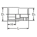 1/4 Sq. Dr. Socket  10mm 6 point Length 22mm