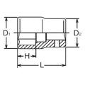 1/4 Sq. Dr. Socket  8mm 6 point Length 22mm