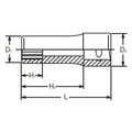 1/4 Sq. Dr. Socket  9/32 6 point Length 50mm