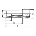 1/4 Sq. Dr. Socket  10mm 6 point Length 50mm