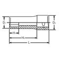 1/4 Sq. Dr. Socket  9mm 6 point Length 50mm