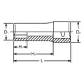 1/4 Sq. Dr. Socket  BA0 6 point Length 50mm