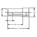 1/4 Sq. Dr. Socket  10mm 6 point Length 32mm