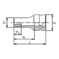 1/4 Sq. Dr. Socket  10mm 6 point Length 30mm Z-series