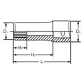 1/4 Sq. Dr. Socket  9/32 12 point Length 50mm