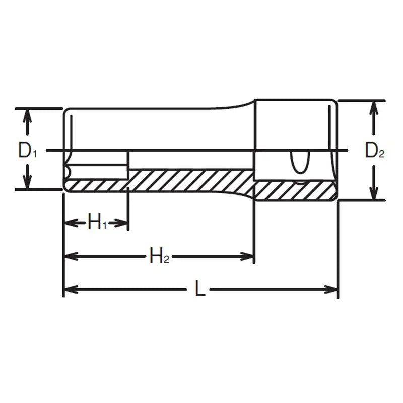 1/4 Sq. Dr. Socket 9mm 12 point Length 50mm - Ko-ken USA