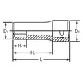 1/4 Sq. Dr. Socket  9mm 12 point Length 50mm