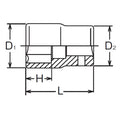 3/8 Sq. Dr. Socket  8mm 6 point Length 26mm