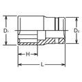 3/8 Sq. Dr. Socket  15mm Surface Length 28mm