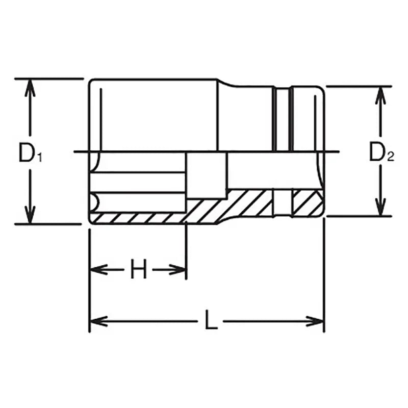 3/8 Sq. Dr. Socket 8mm Surface Length 26mm - Ko-ken USA