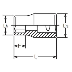 1/4 Sq. Dr. 6 point chrome Metric Socket 13mm - Ko-ken USA