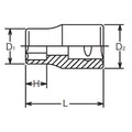 1/4 Sq. Dr. 6 point chrome Metric Socket  9mm