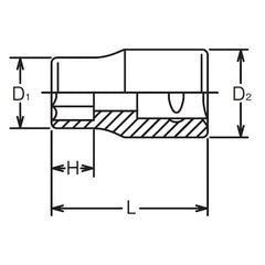 1/4 Sq. Dr. 6 point chrome Metric Socket 9mm - Ko-ken USA