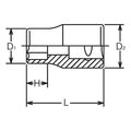 1/4 Sq. Dr. Socket  BA0 6 point Length 22mm