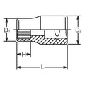 1/4 Sq. Dr. 12 point chrome SAE Socket  1/2