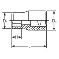 1/4 Sq. Dr. 12 Point chrome SAE Socket  10mm