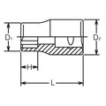 1/4 Sq. Dr. Socket  14mm Surface Length 24mm