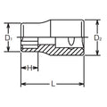 1/4 Sq. Dr. Socket  9mm Surface Length 22mm