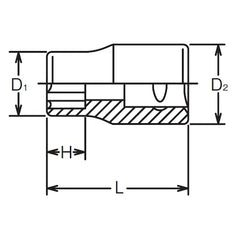 1/4 Sq. Dr. Socket 9mm Surface Length 22mm - Ko-ken USA