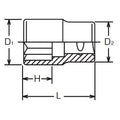 1/4 Sq. Dr. Socket  1/4 Double Square Length 22mm