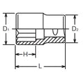 1/4 Sq. Dr. Socket  10mm Double Square Length 22mm