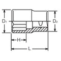 1/4 Sq. Dr. Socket  8mm Double Square Length 22mm