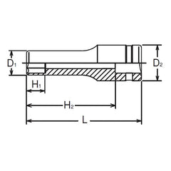 1/2 Sq. Dr. Socket 21/32 6 point Length 77mm - Ko-ken USA