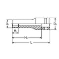 1/2 Sq. Dr. Socket  27mm 6 point Length 77mm