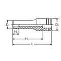 1/2 Sq. Dr. Socket  30mm 6 point Length 77mm