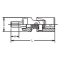 1/4 Sq. Dr. Universal Bit Socket  6mm Hex Length 40mm