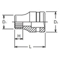 1/2 Sq. Dr. Socket  14mm 12 point Length 37mm