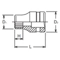 1/2 Sq. Dr. Socket  19mm 12 point Length 38mm