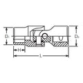 1/4 Sq. Dr. Universal Socket  1/2 6 point Length 37mm