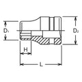 1/2 Sq. Dr. Socket  15mm Surface Length 37mm