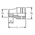 1/2 Sq. Dr. Socket  17mm Surface Length 37mm