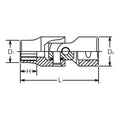 1/4 Sq. Dr. Universal Socket  1/2 12 point Length 37mm