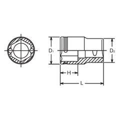 Special 1/4 Sq. Dr. Short NUT GRIP® Socket - 9/16 - Ko-ken USA