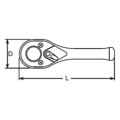 1/4 Sq. Dr. Ratchet Handle 20 teeth Short Length 75mm - Ko-ken USA