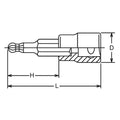 3/8 Sq. Dr. Bit Socket  3mm Ballpoint Hex Length 100mm