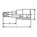 3/8 Sq. Dr. Tamper-Resistant TORX® T27H Bit Socket - Length 160mm