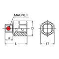 3/8 Sq. Dr. Bit Socket  10mm Square Length 28mm For Drain Plug Magnet / Outer Hex 17mm